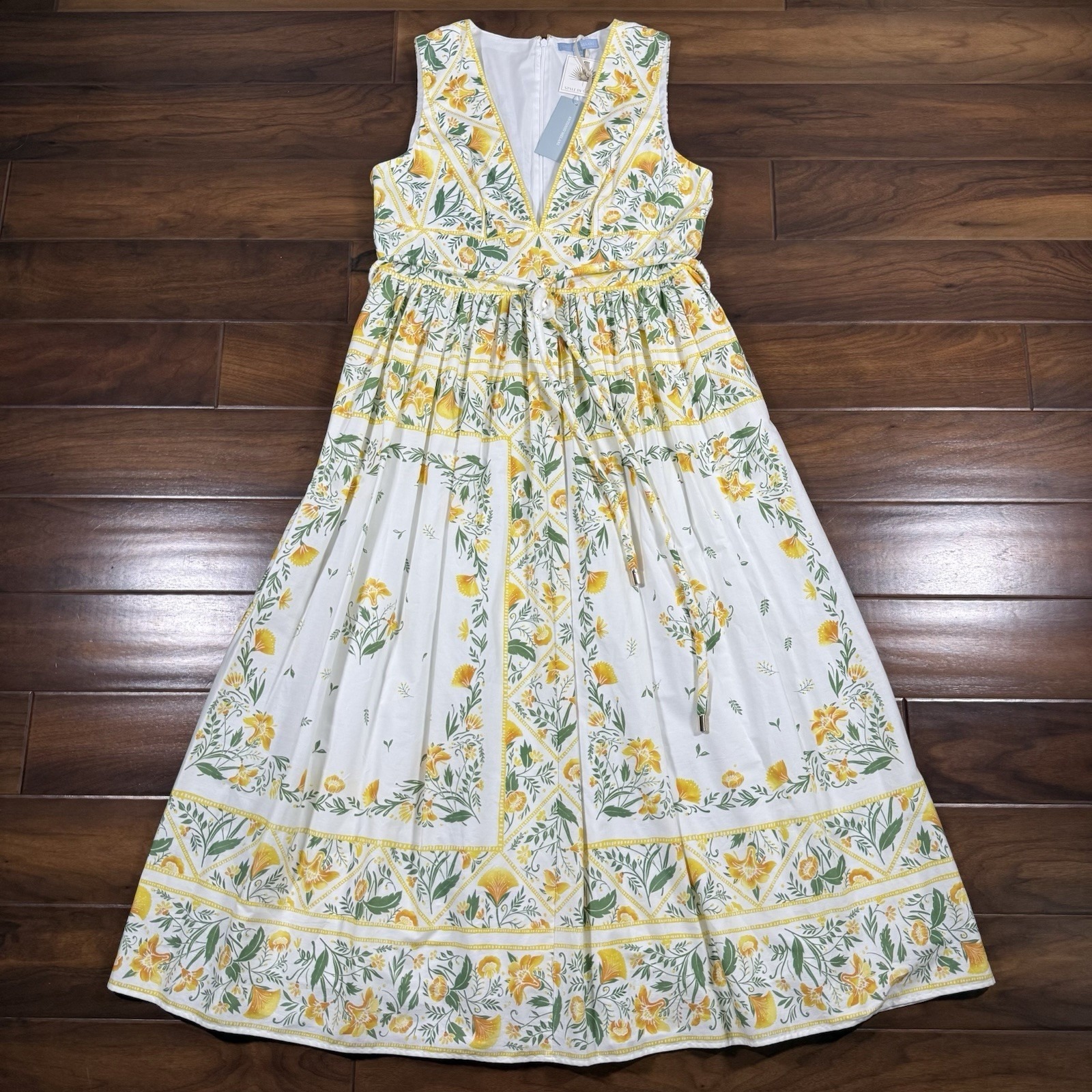 Antonio Melani X Style By Simkins Size 14 Yellow Floral Hannah Maxi Dress